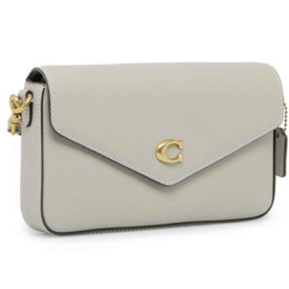 RARE Coach Wyn Crossgrain Leather Crossbody Bag, gray, gold hardware.